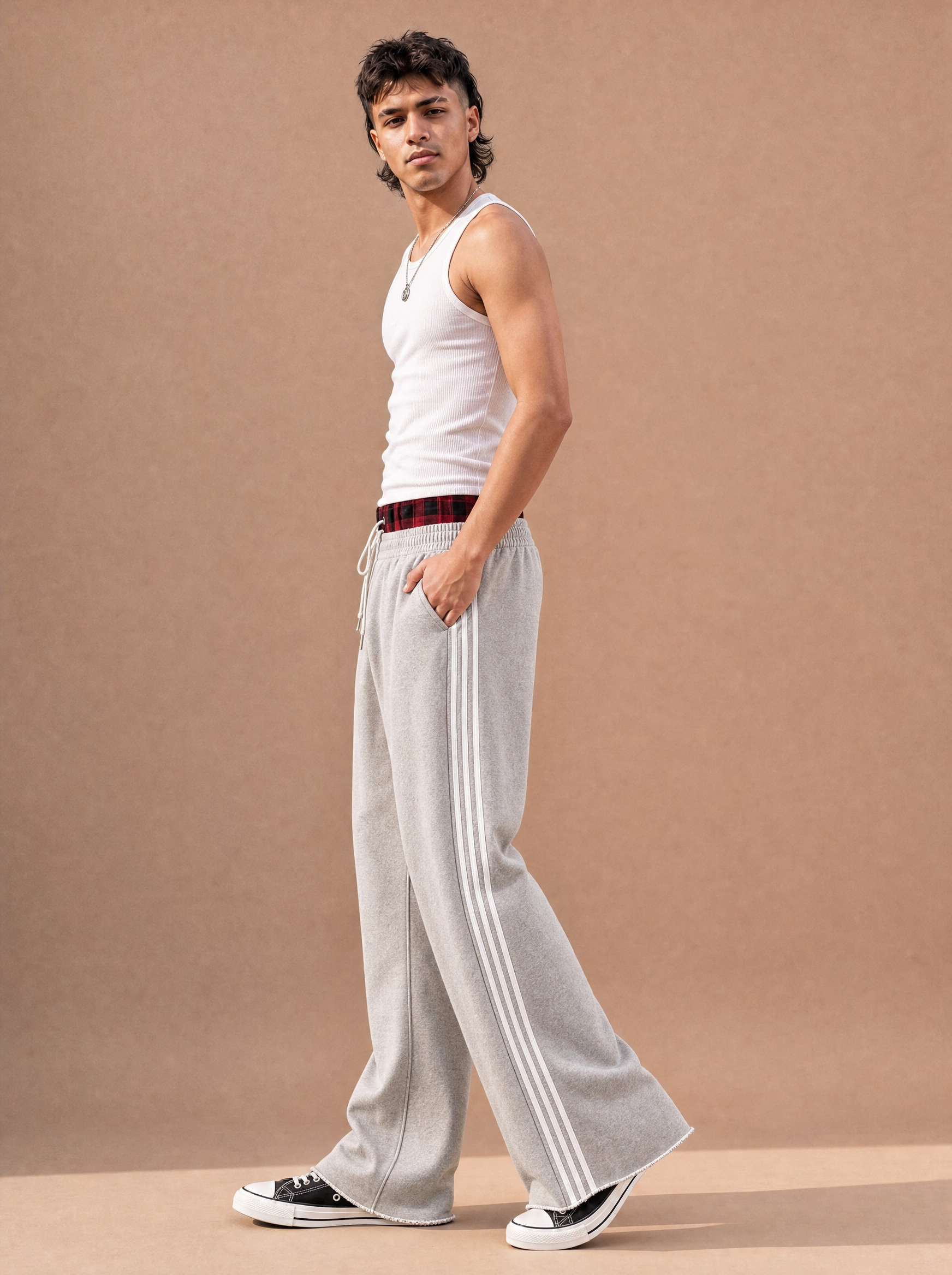 The Boxer-Waist Lounge Track Pant (Grey/Red)